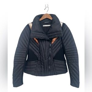 Blanc Noir Black and Gold Quilted Puffer Jacket